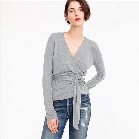 J. Crew Tops - J. Crew Woman’s Knit Wrap Top Heather Grey Size M
